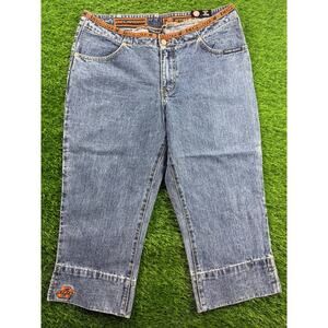 Team Jeans Oklahoma State Cowboys Womens Size 14 Capri Blue Denim Jeans OSU Logo